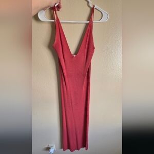 Freshman Ribbed Red Maxi Dress